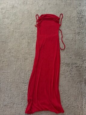 Red Strapless Maxi Dress